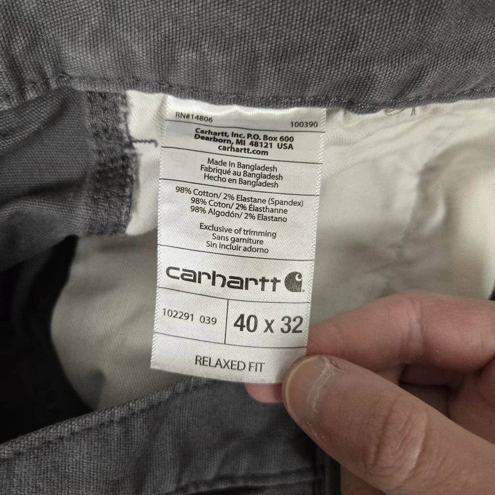 Carhartt Rugged Flex Pant Mens 40x32 Fit Relaxed Fit Gray Canvas Work 102291-039
